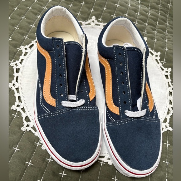 Vans Shoes - Vans Old Skool Navy Blue and Gold Size 6.5 Women NWT
